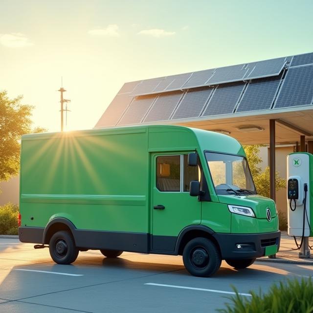 Electric delivery van charging